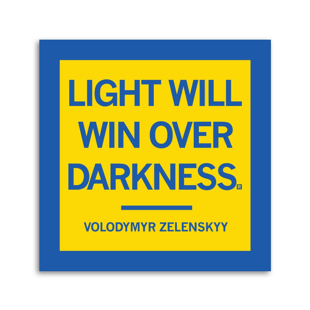 Zelenskyy: Win Over Darkness Quote Sticker - Adult & Kids T-Shirts, Sweatshirts & Hoodies apparel design preview 1