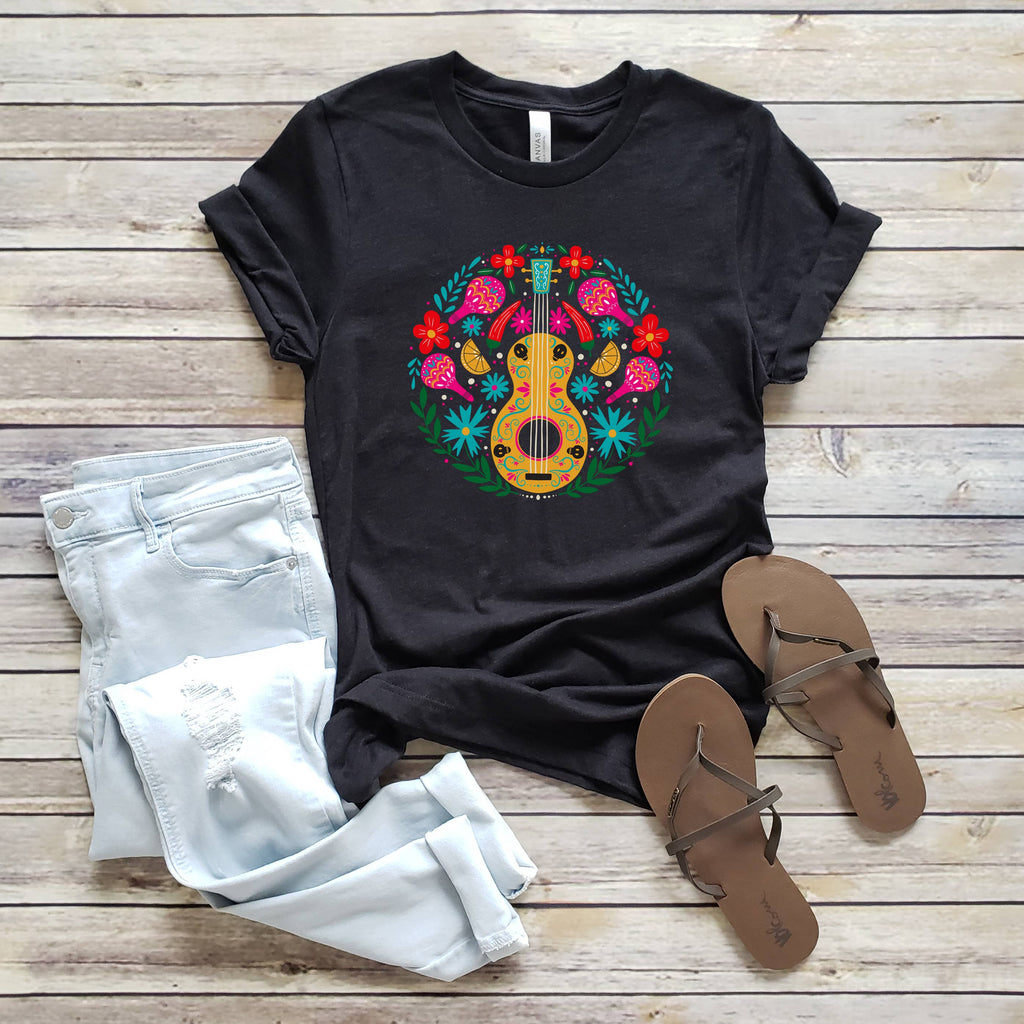 Day of the Dead Guitar Halloween Sizes XS-2XL - Adult & Kids T-Shirts, Sweatshirts & Hoodies apparel design preview 1