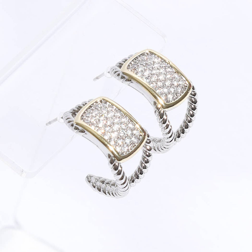 Twisted Outline Square Cz Pave Post Earrings - Adult & Kids T-Shirts, Sweatshirts & Hoodies apparel design preview 1