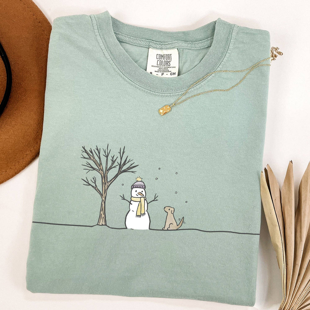 Snowman, Dog, Christmas, Winter, Santa, Xmas, Snow - Adult & Kids T-Shirts, Sweatshirts & Hoodies apparel design preview 1