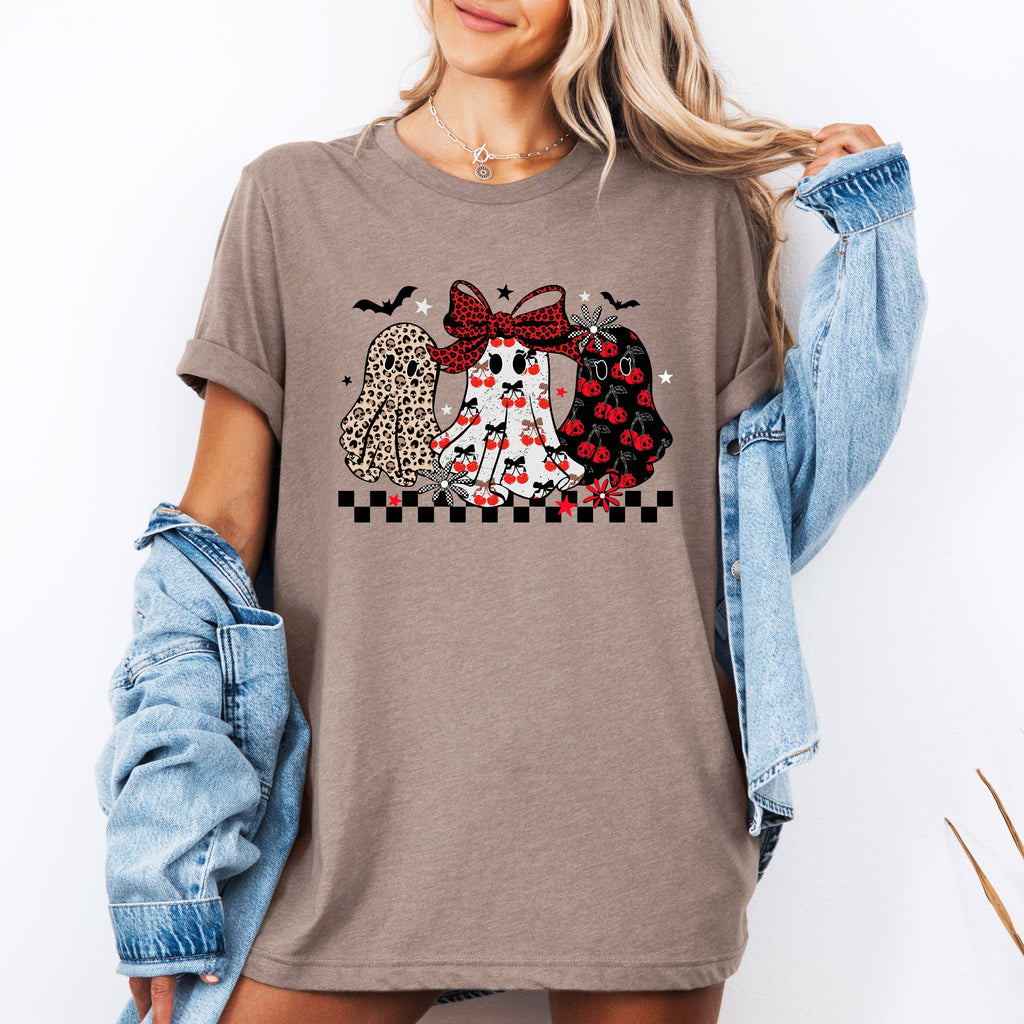 Retro Halloween Ghosts, Checkered, Pattern, - Adult & Kids T-Shirts, Sweatshirts & Hoodies apparel design preview 1