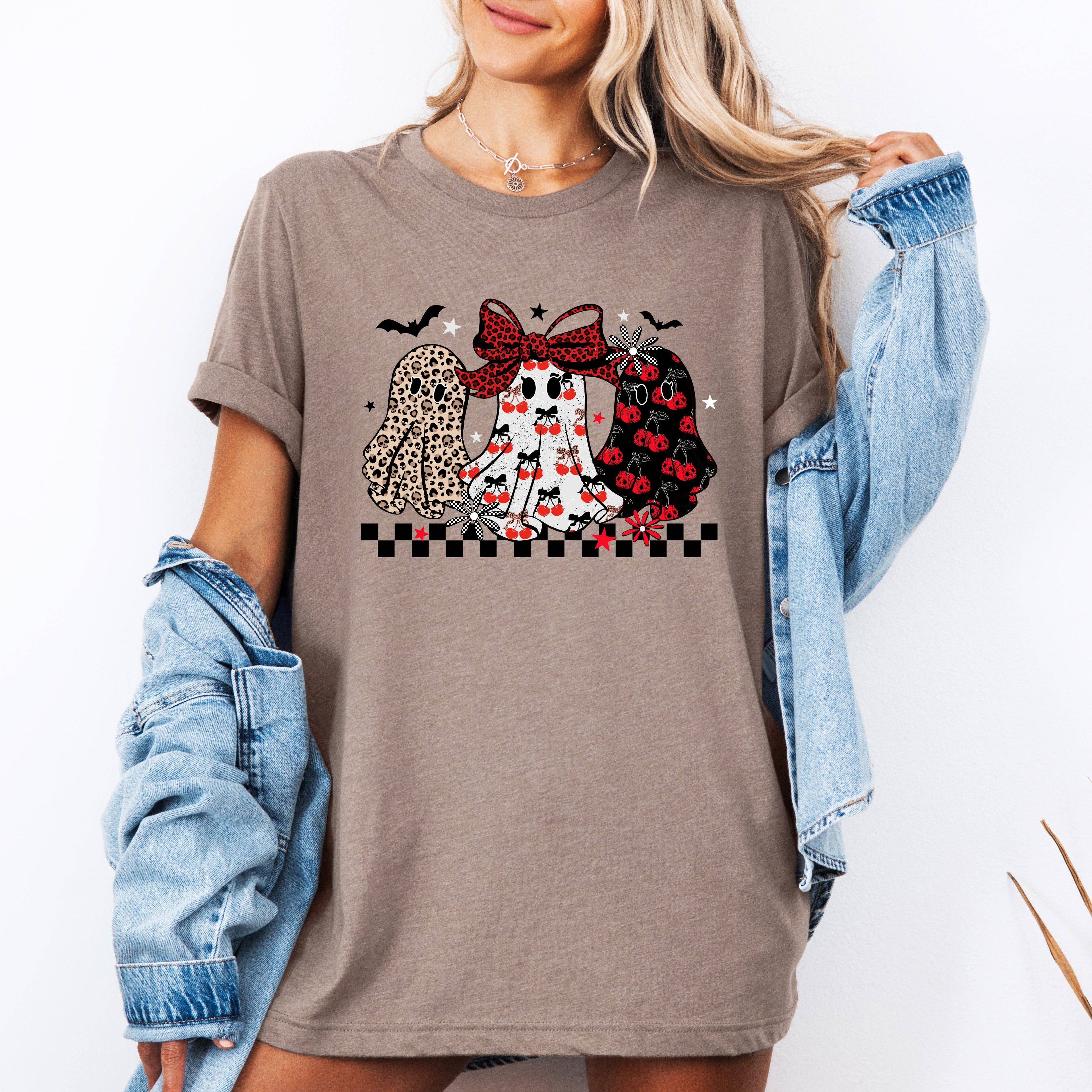 Retro Halloween Ghosts, Checkered, Pattern, - Adult & Kids T-Shirts, Sweatshirts & Hoodies apparel design preview 1