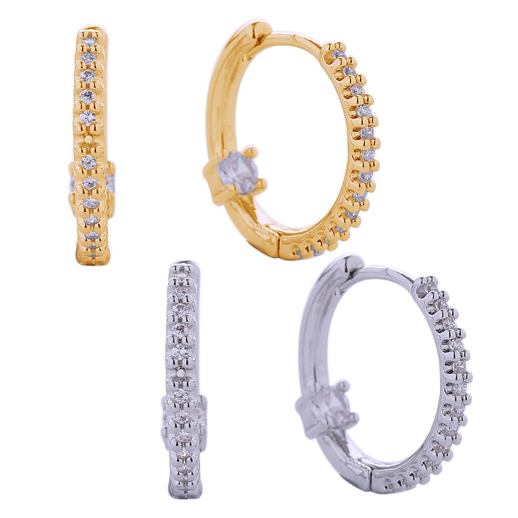 14K Dipped Paved Cz Hoop Huggie Earrings - Adult & Kids T-Shirts, Sweatshirts & Hoodies apparel design preview 1