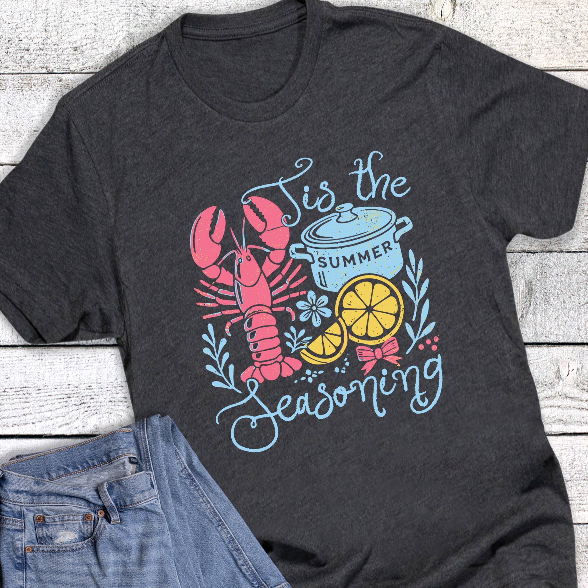 Crawfish Tis the Seasoning Lemon Graphic - Adult & Kids T-Shirts, Sweatshirts & Hoodies apparel design preview 1