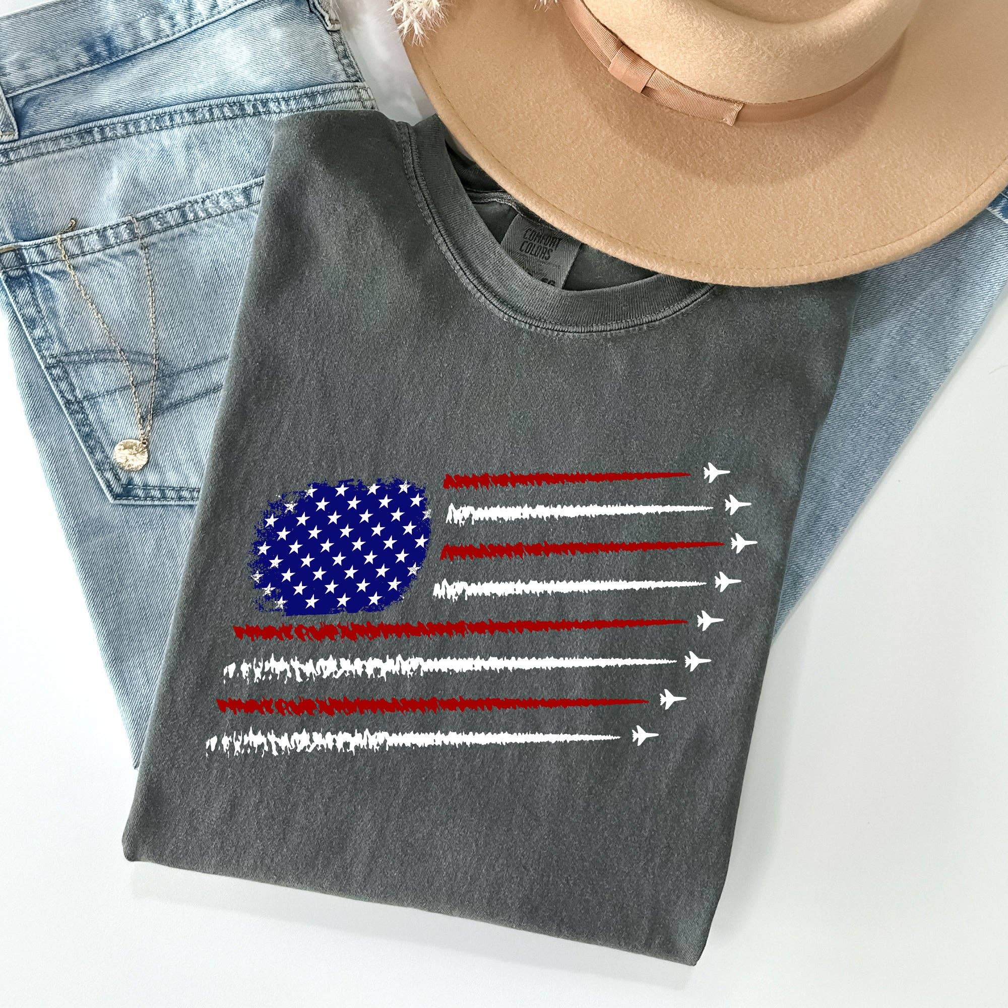 Fighter Jets, Navy, Air Force, American Flag, - Adult & Kids T-Shirts, Sweatshirts & Hoodies apparel design preview 1