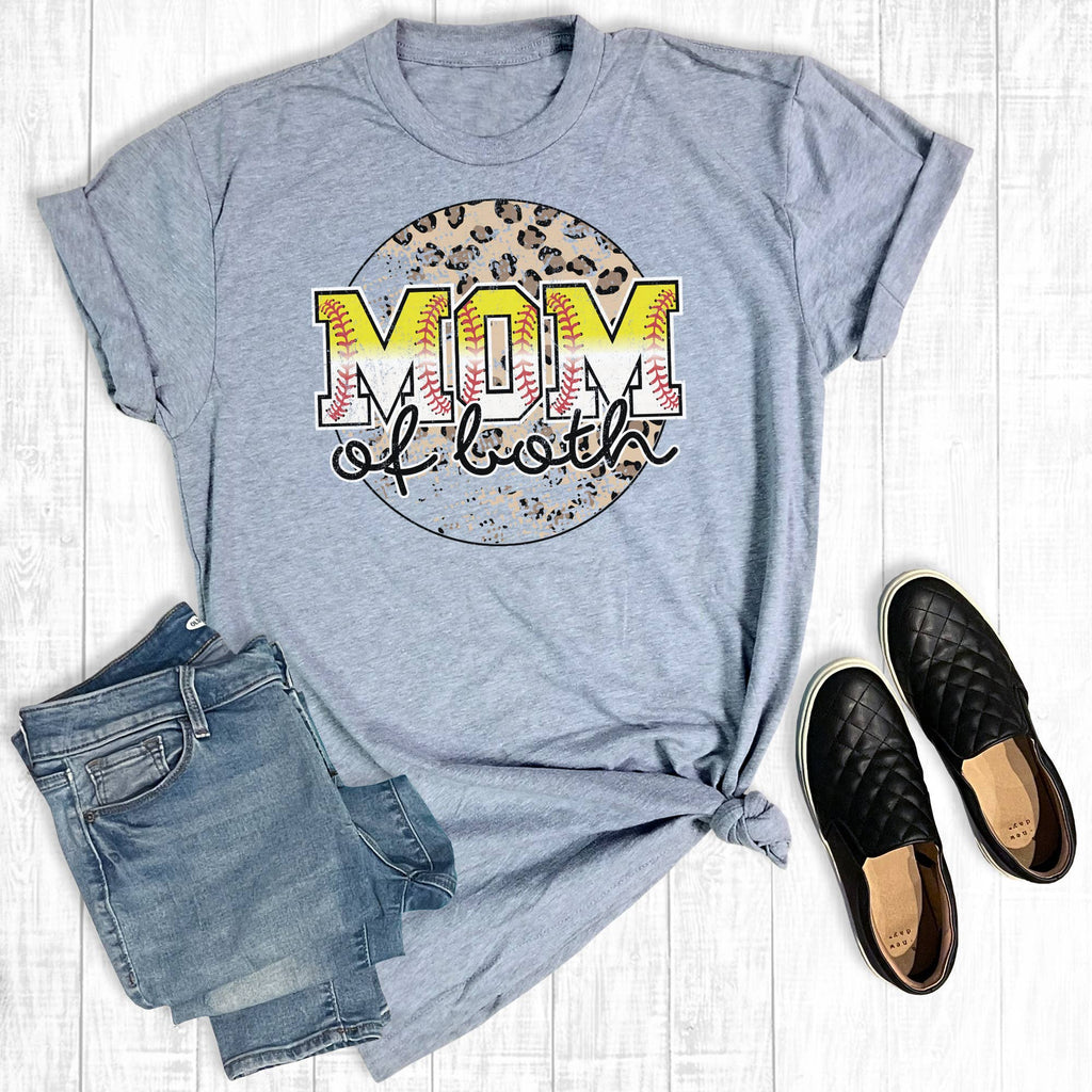 Mom of Both Baseball Softball - Adult & Kids T-Shirts, Sweatshirts & Hoodies apparel design preview 1
