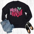 Retro Coquette Merry and Bright Christmas - Adult & Kids T-Shirts, Sweatshirts & Hoodies apparel design preview 1