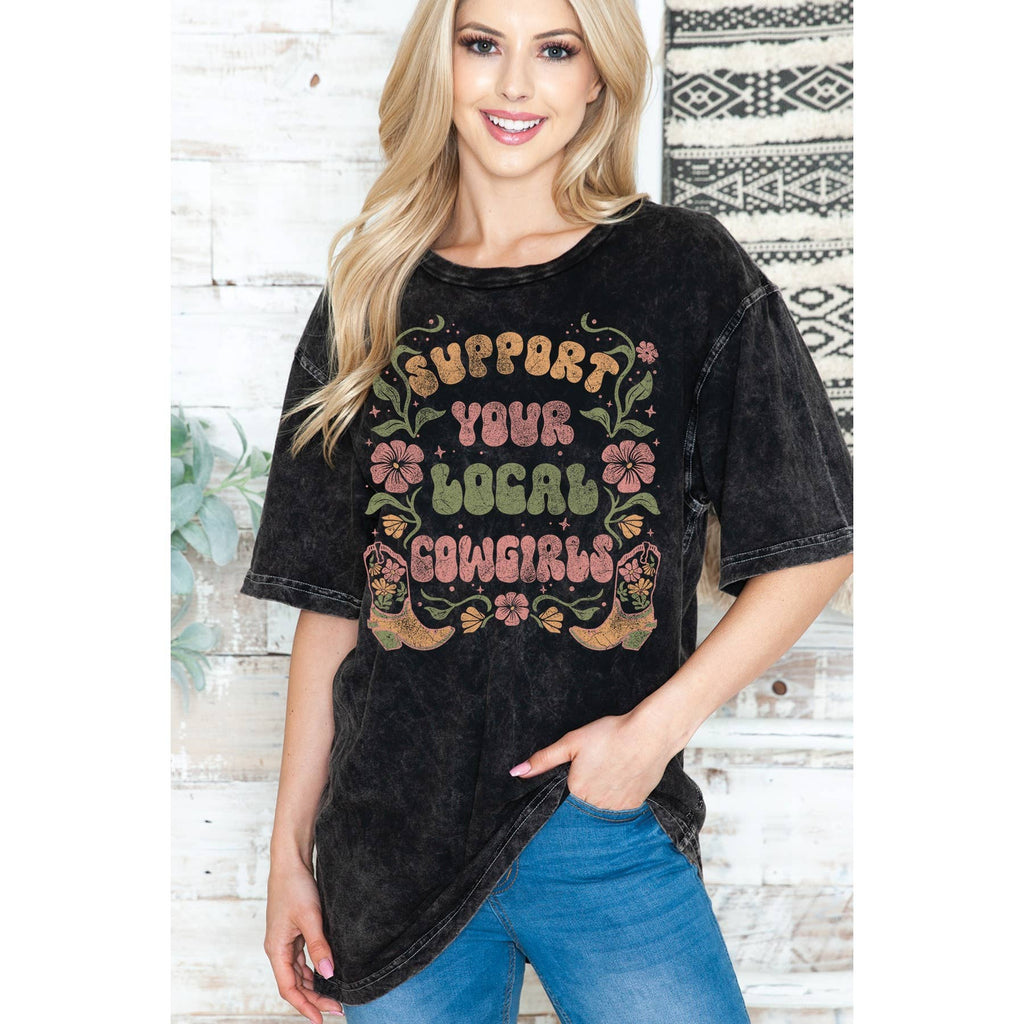 Support Cowgirls Unisex Oversized Mineral Wash - Adult & Kids T-Shirts, Sweatshirts & Hoodies apparel design preview 1