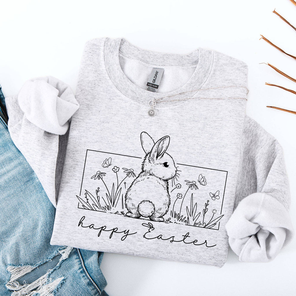 Happy Easter, Minimal, Bunny, Rabbit - Adult & Kids T-Shirts, Sweatshirts & Hoodies apparel design preview 1