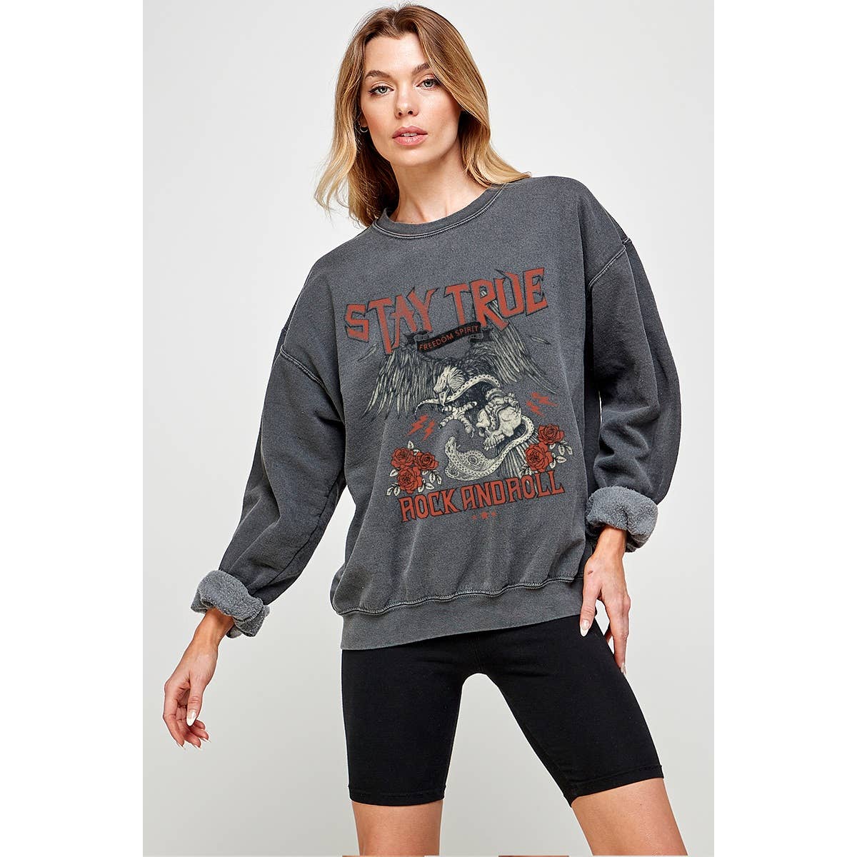 Rock and Roll Graphic Pigment Dye - Adult & Kids T-Shirts, Sweatshirts & Hoodies apparel design preview 1
