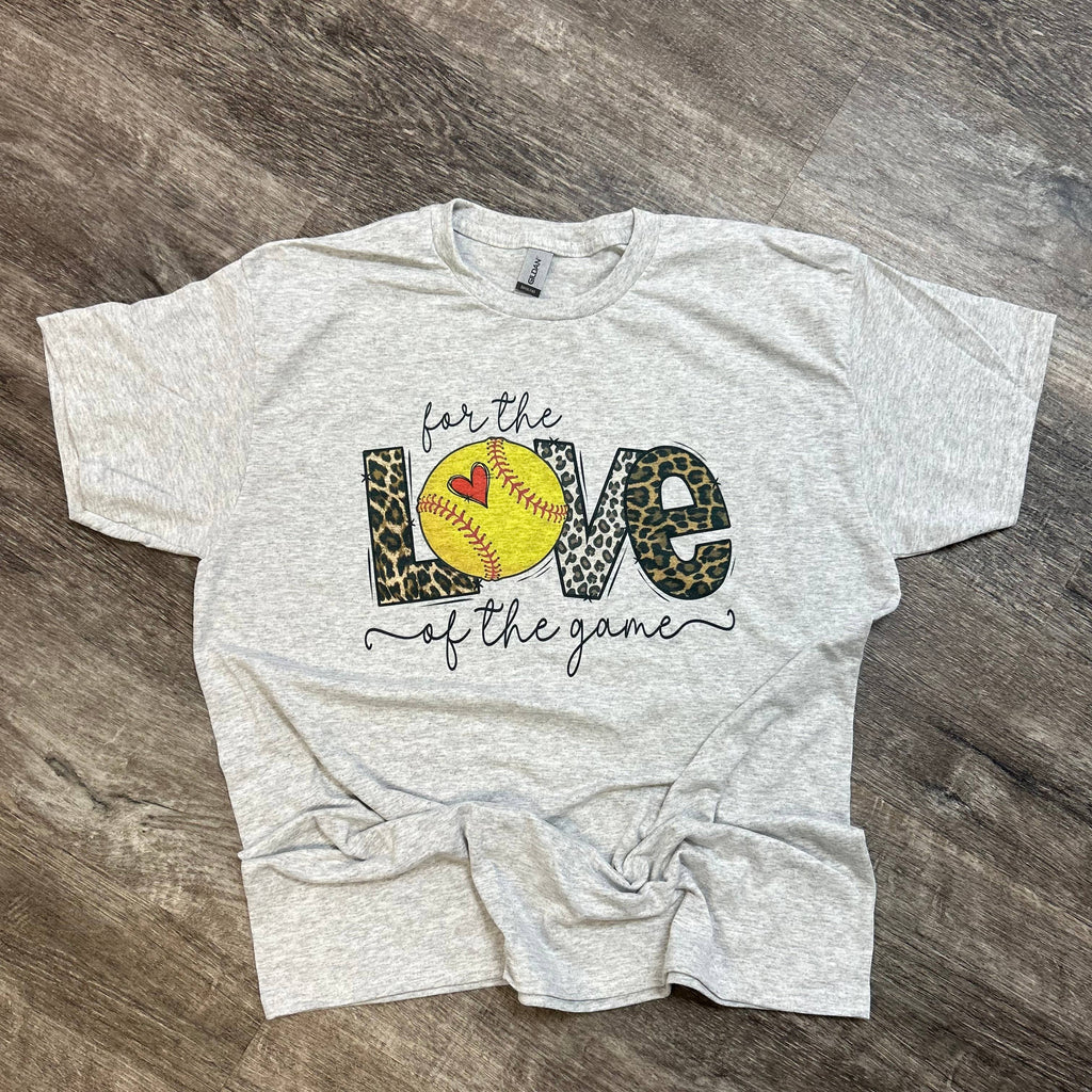 Softball: For the Love of Game Leopard On Ash Gray - Adult & Kids T-Shirts, Sweatshirts & Hoodies apparel design preview 1