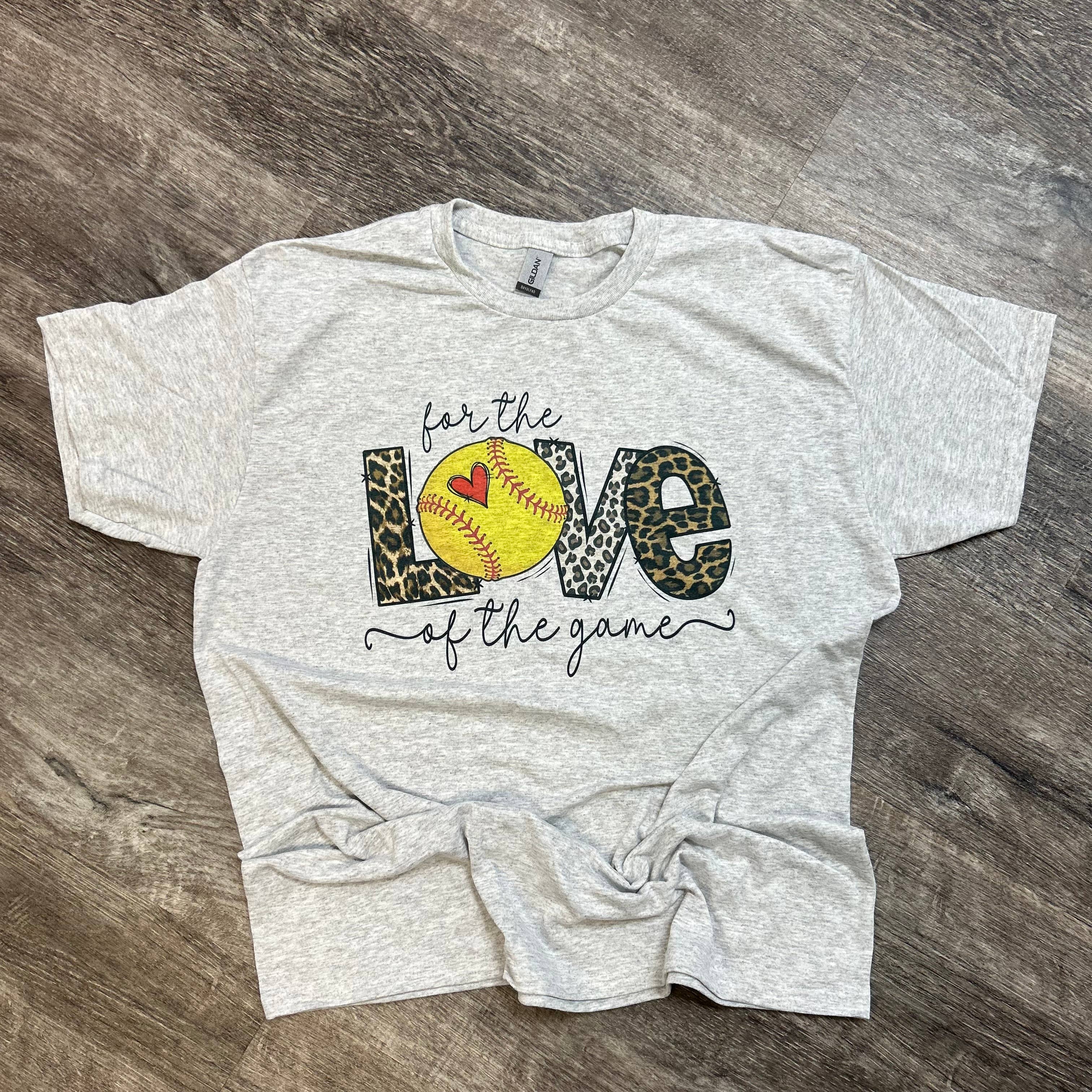 Softball: For the Love of Game Leopard On Ash Gray - Adult & Kids T-Shirts, Sweatshirts & Hoodies apparel design preview 1