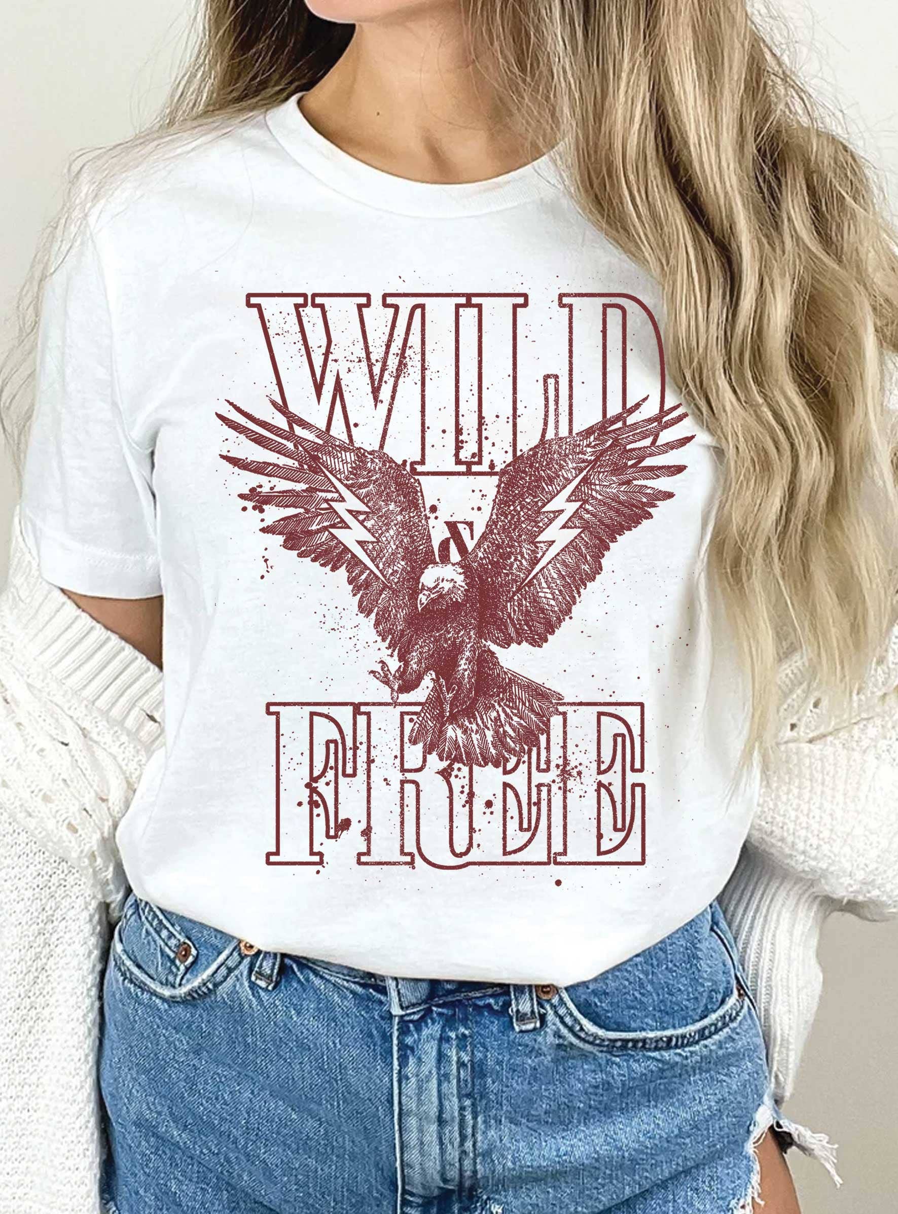 Wild and Free Eagle Graphic - Adult & Kids T-Shirts, Sweatshirts & Hoodies apparel design preview 1