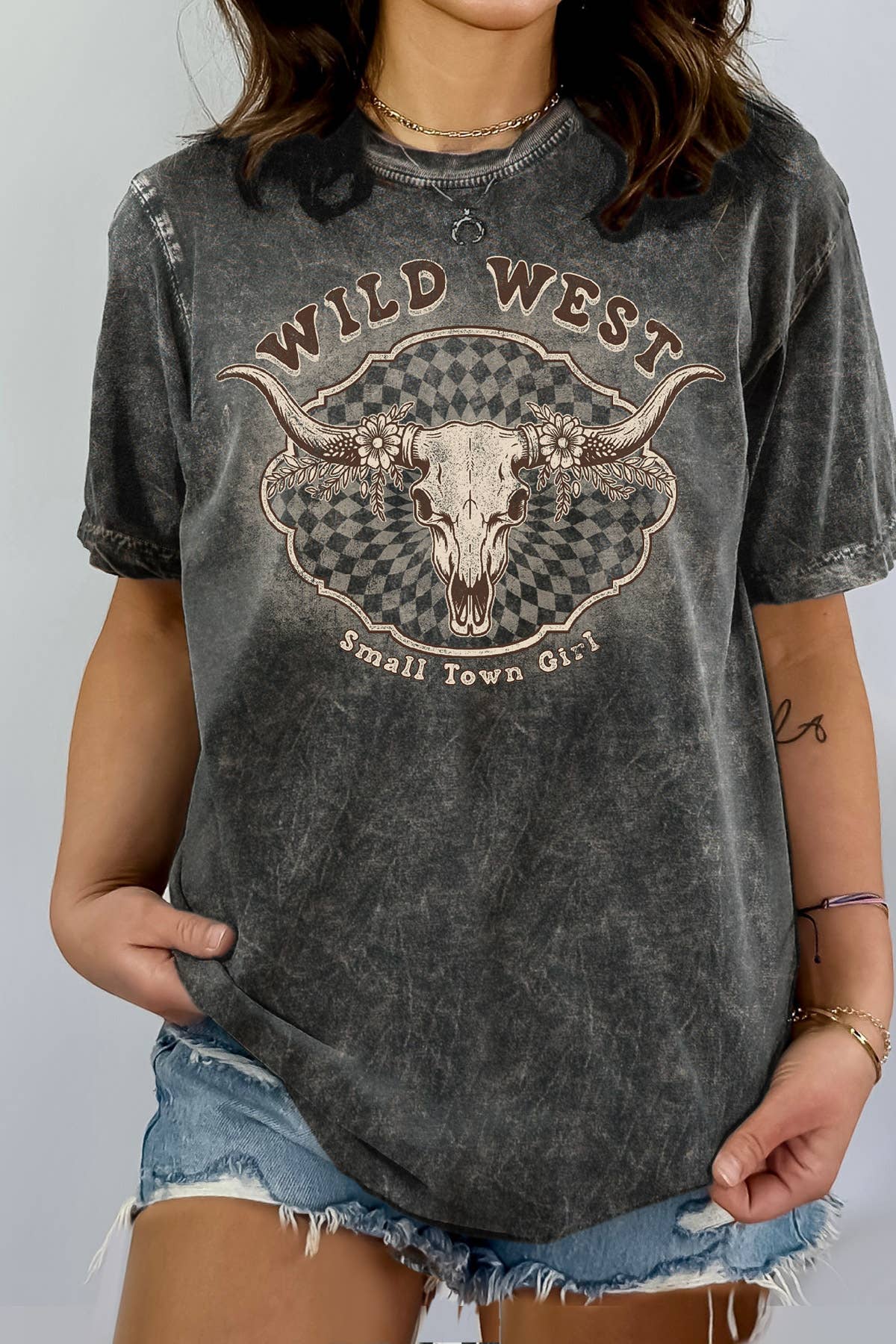 Women Western Graphic Print Mineral Wash Top - Adult & Kids T-Shirts, Sweatshirts & Hoodies apparel design preview 1