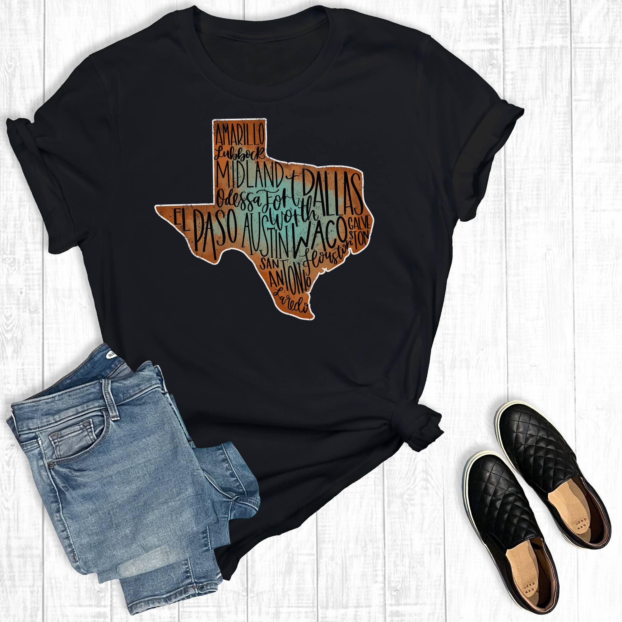 Texas Cities Graphic - Adult & Kids T-Shirts, Sweatshirts & Hoodies apparel design preview 1