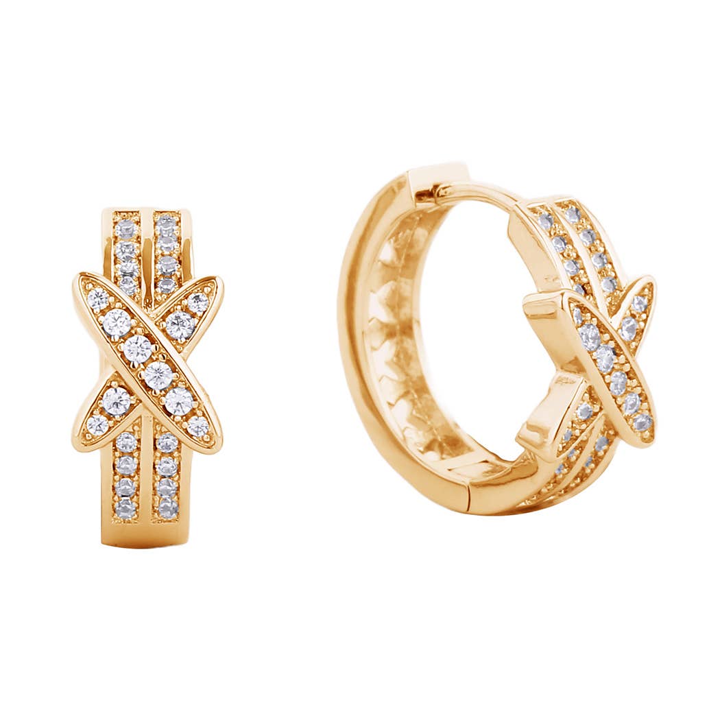 14K Gold-Dipped Cz Paved Two-Line Huggie Earring - Adult & Kids T-Shirts, Sweatshirts & Hoodies apparel design preview 1