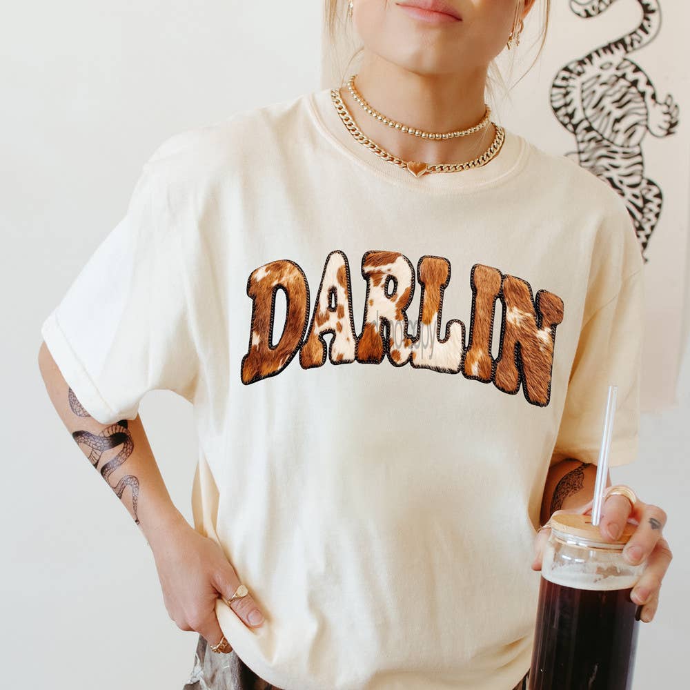 Faux Patch Cowhide Darlin - Adult & Kids T-Shirts, Sweatshirts & Hoodies apparel design preview 1