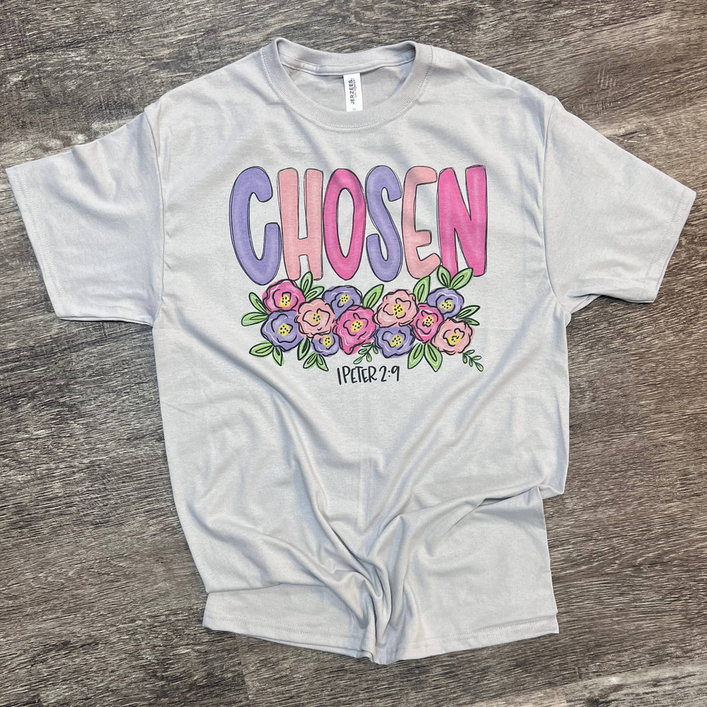 Chosen Floral On Silver - Adult & Kids T-Shirts, Sweatshirts & Hoodies apparel design preview 1
