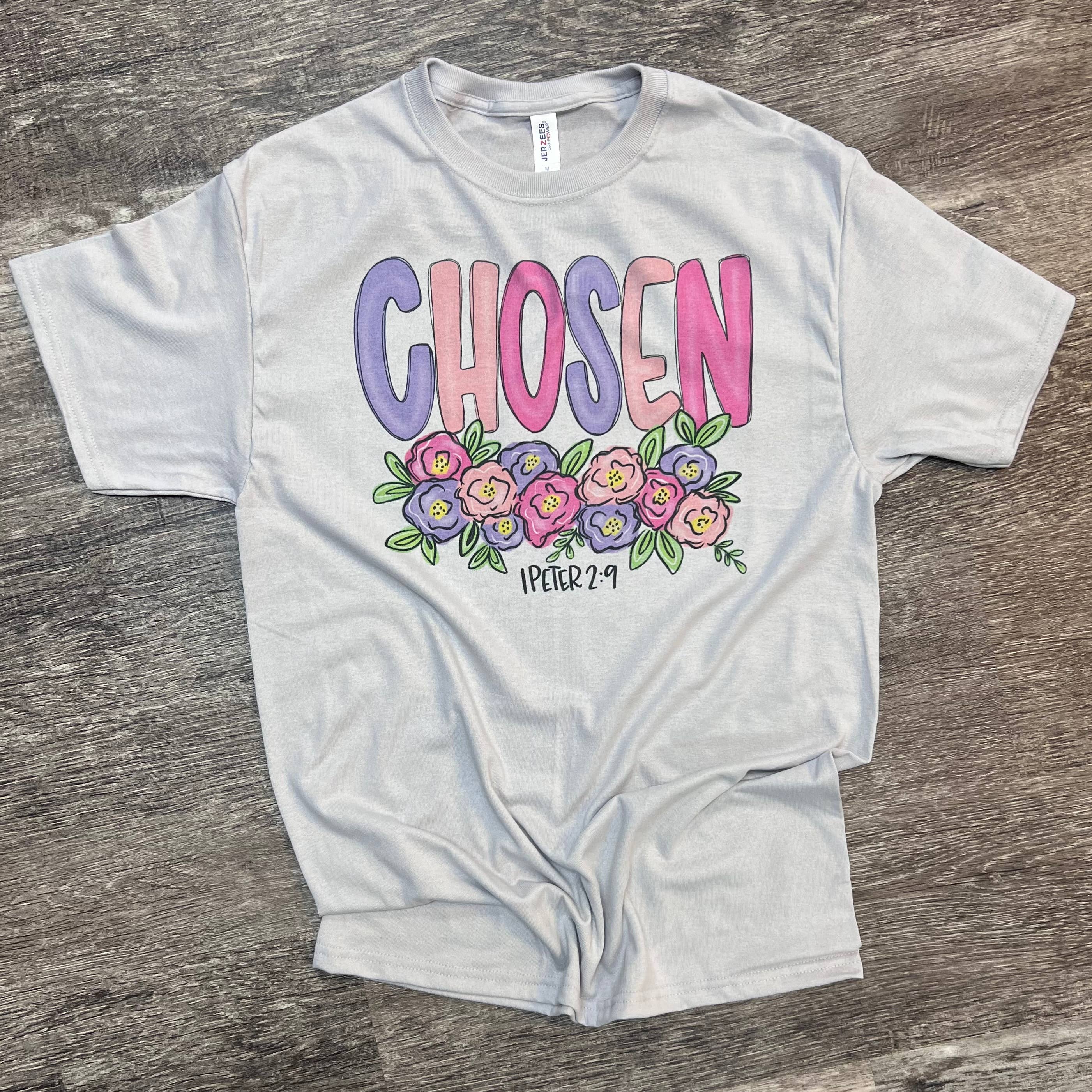 Chosen Floral On Silver - Adult & Kids T-Shirts, Sweatshirts & Hoodies apparel design preview 1