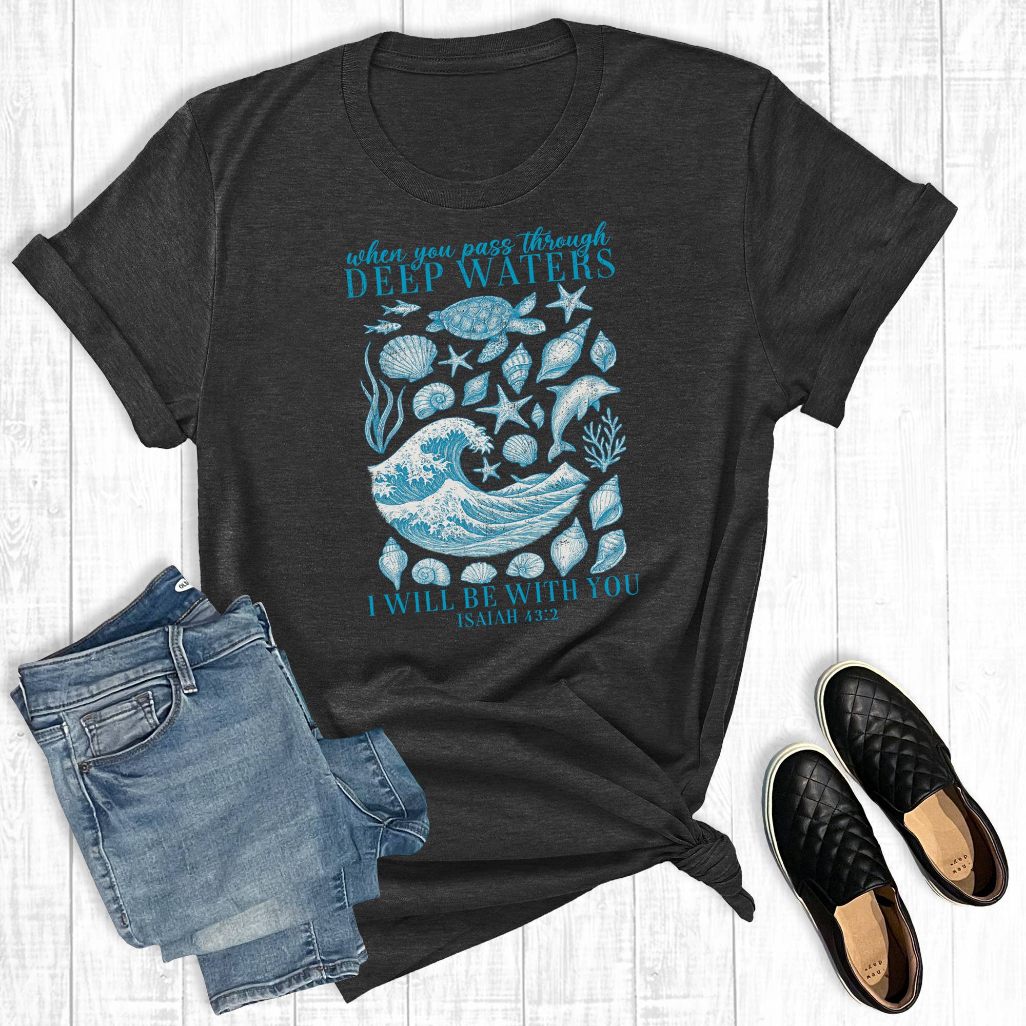 Faith When You Pass Through Deep Waters Graphic - Adult & Kids T-Shirts, Sweatshirts & Hoodies apparel design preview 1