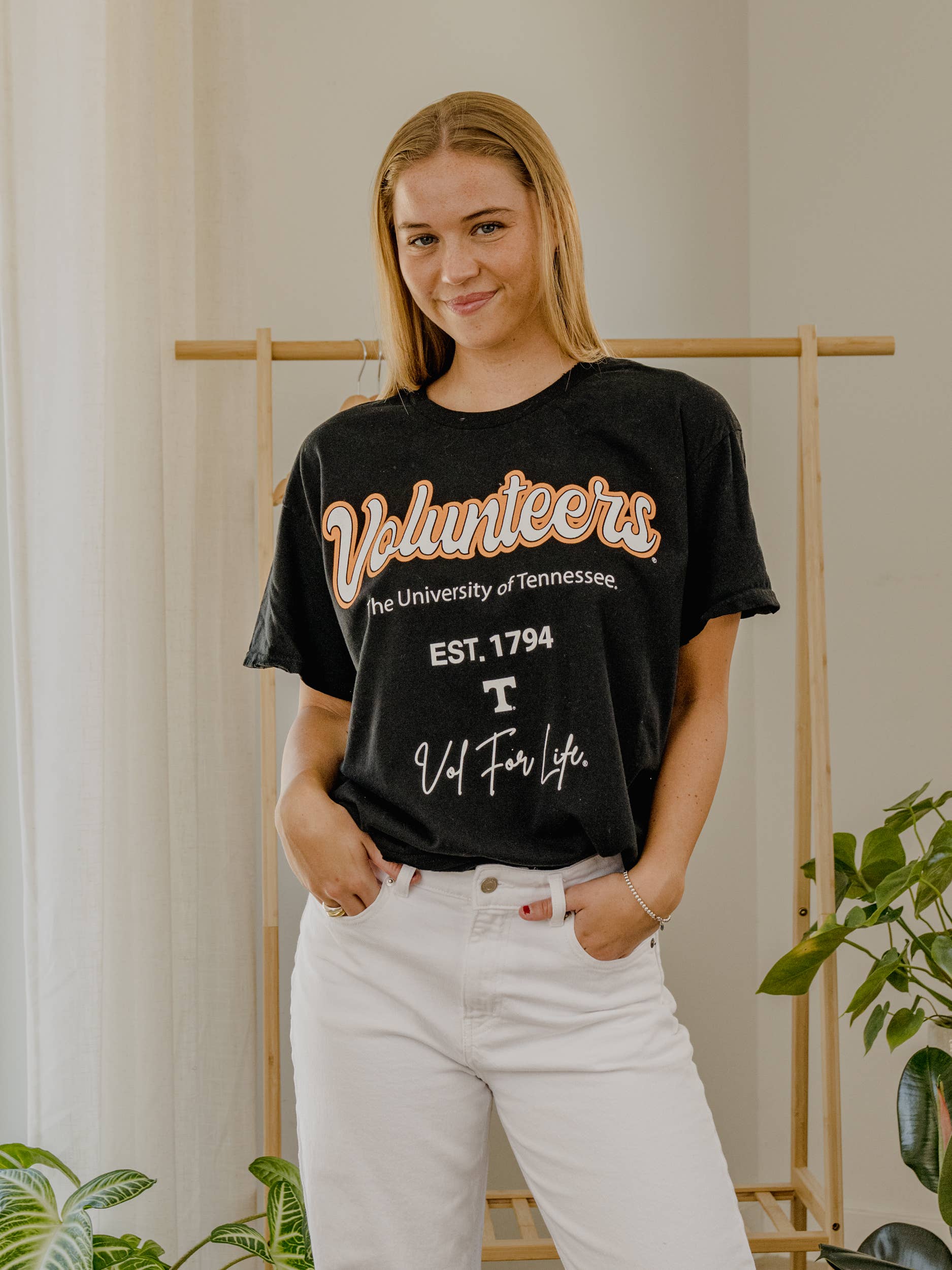 Tennessee Volunteers Vols Letterman Black Thrifted - Adult & Kids T-Shirts, Sweatshirts & Hoodies apparel design preview 1