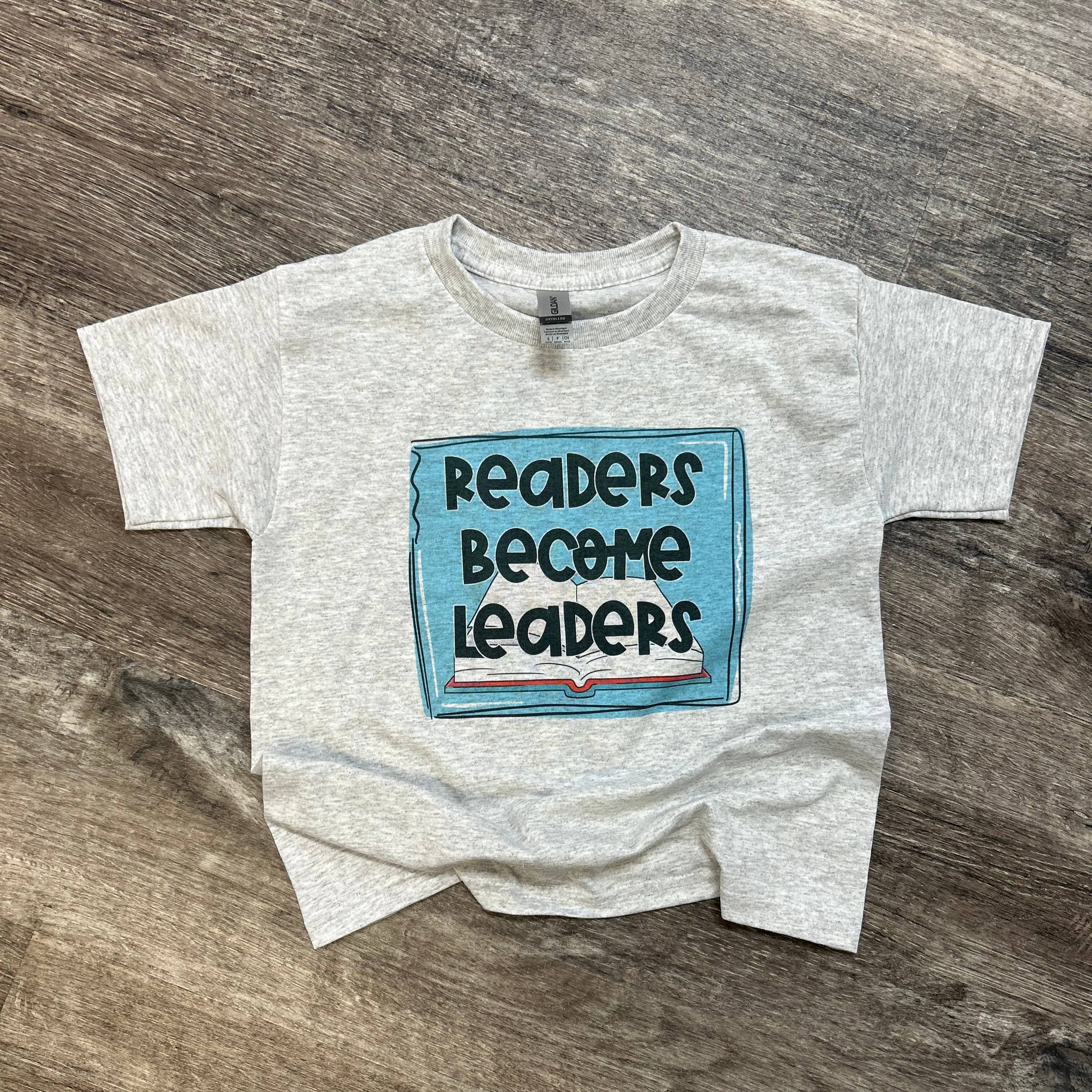 Readers Become Leaders On Ash Gray - Adult & Kids T-Shirts, Sweatshirts & Hoodies apparel design preview 1