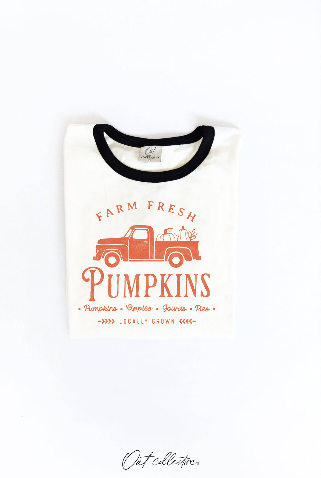 Farm Fresh Pumpkins Ringer Graphic Top - Adult & Kids T-Shirts, Sweatshirts & Hoodies apparel design preview 1