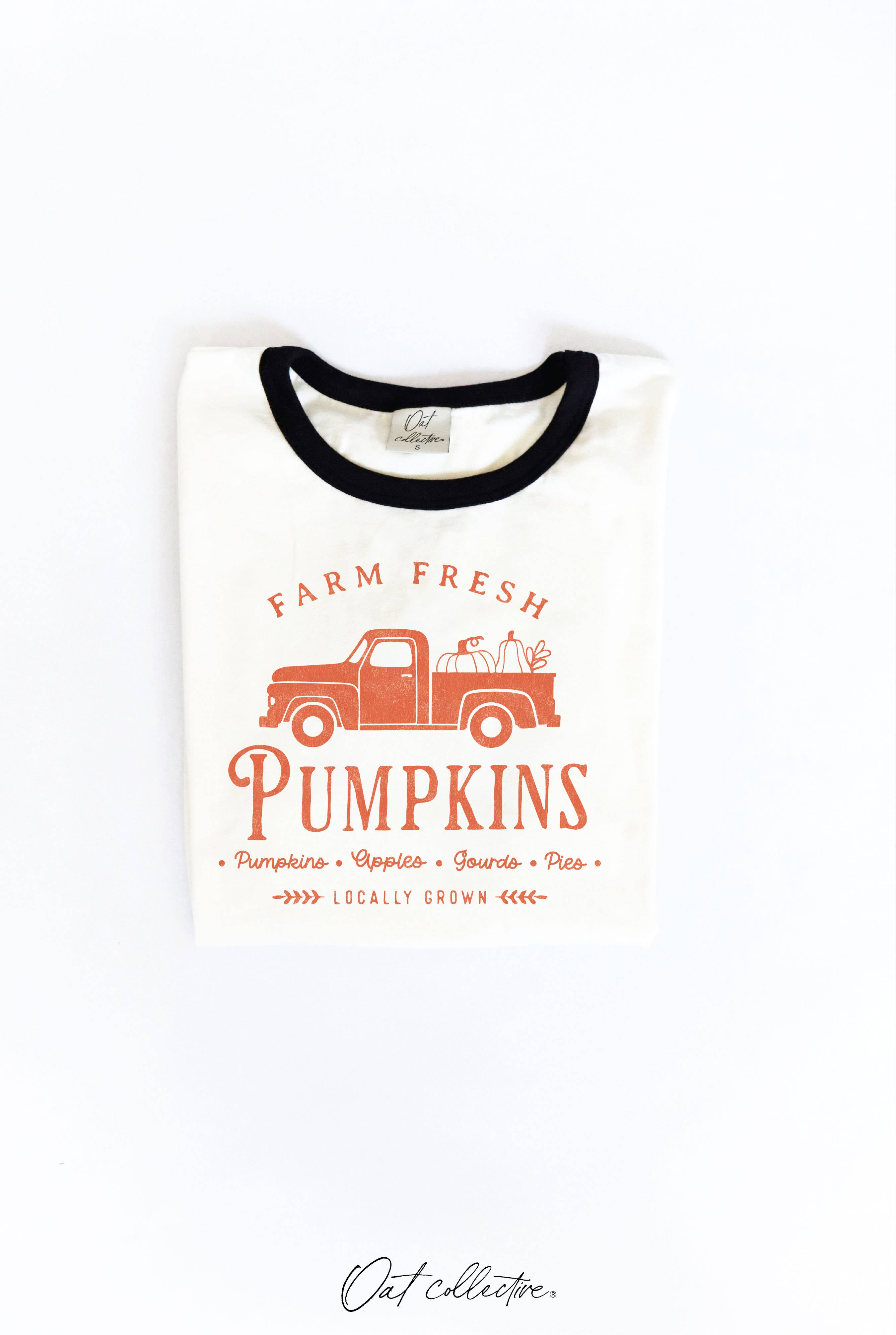 Farm Fresh Pumpkins Ringer Graphic Top - Adult & Kids T-Shirts, Sweatshirts & Hoodies apparel design preview 1