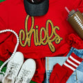 Chiefs Gold Sequin Patch Red Crewneck - Adult & Kids T-Shirts, Sweatshirts & Hoodies apparel design preview 1