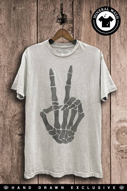 Skull Hand Peace Sign Graphic Top - Adult & Kids T-Shirts, Sweatshirts & Hoodies apparel design preview 1