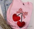 Pink Valentine Heart Cherries - Adult & Kids T-Shirts, Sweatshirts & Hoodies apparel design preview 1