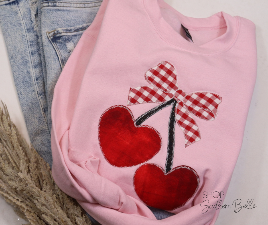 Pink Valentine Heart Cherries - Adult & Kids T-Shirts, Sweatshirts & Hoodies apparel design preview 1