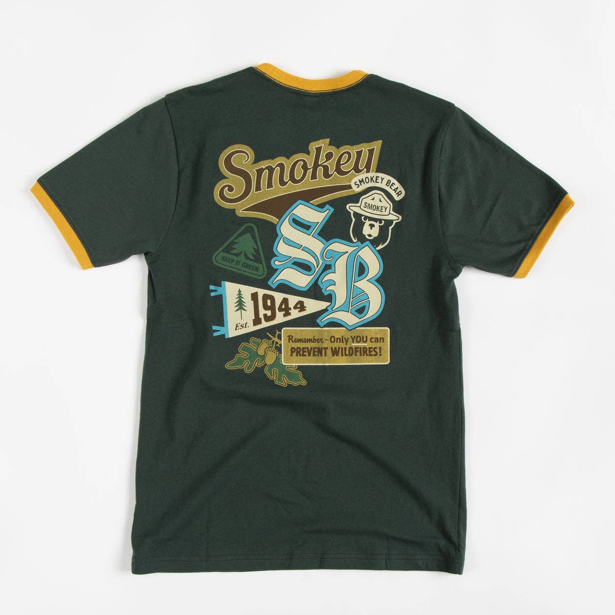 Smokey Bear Emblems Unisex Short Sleeve Ringer - Adult & Kids T-Shirts, Sweatshirts & Hoodies apparel design preview 1