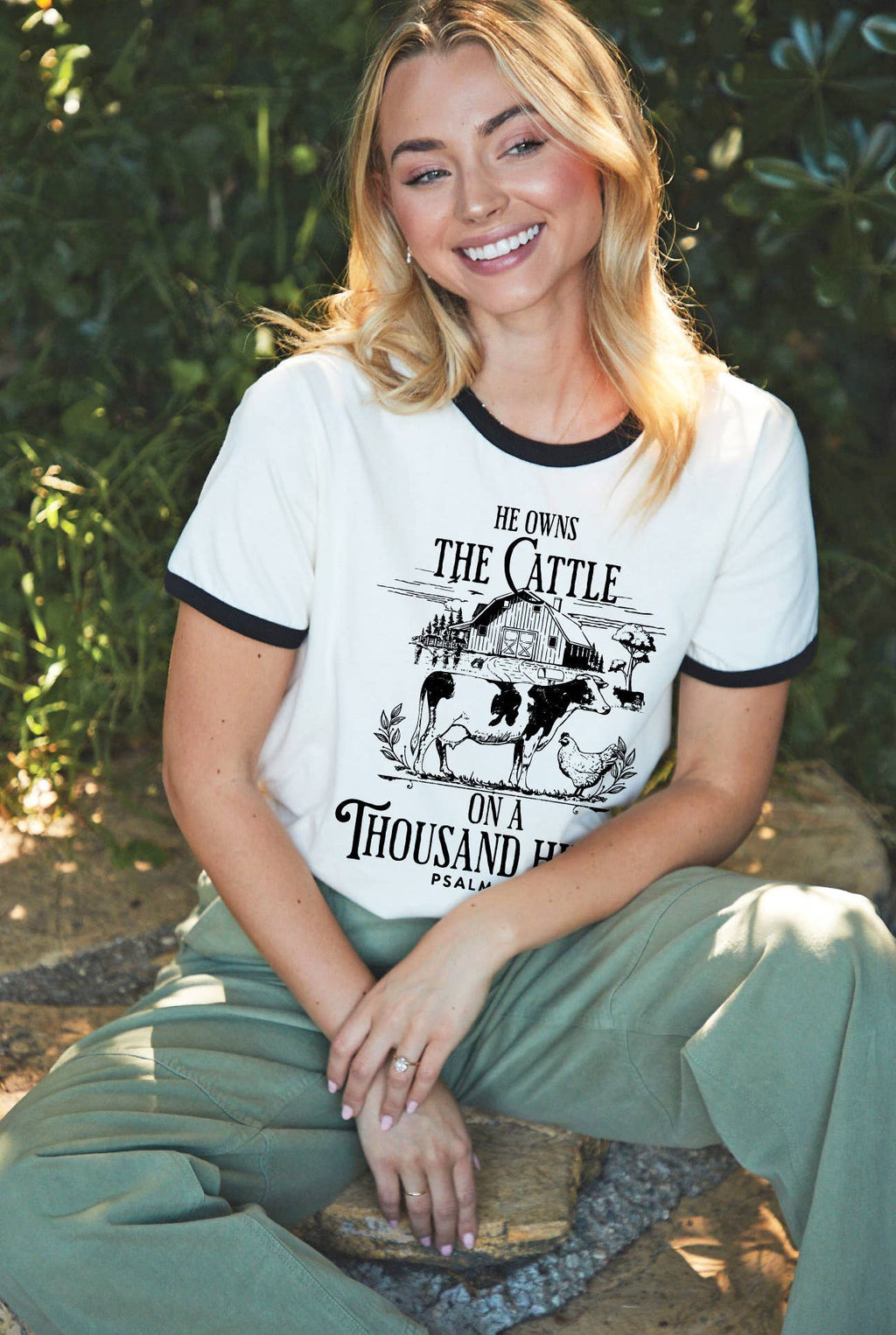 He Owns the Cattle Ringer Graphic Top - Adult & Kids T-Shirts, Sweatshirts & Hoodies apparel design preview 1