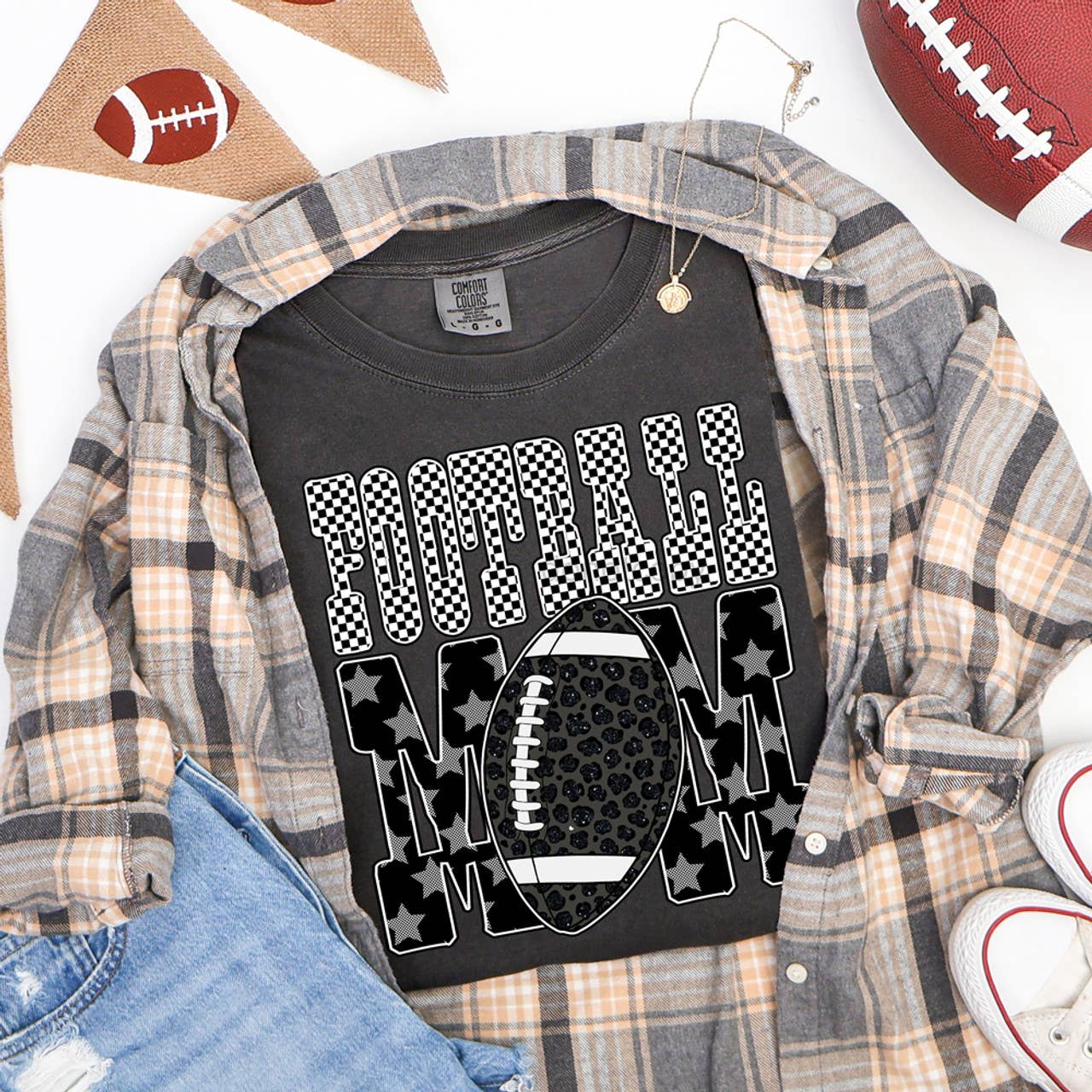 Patterned Football Mom - Adult & Kids T-Shirts, Sweatshirts & Hoodies apparel design preview 1
