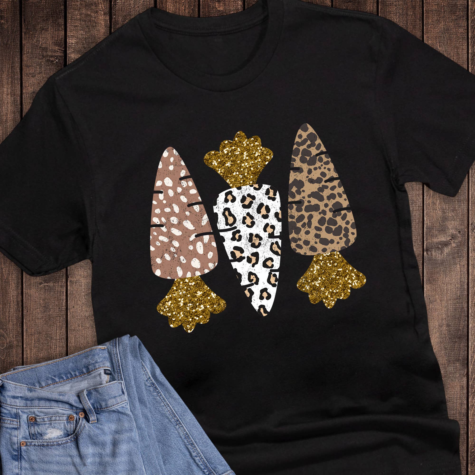Easter Leopard Carrot Trio Graphic - Adult & Kids T-Shirts, Sweatshirts & Hoodies apparel design preview 1