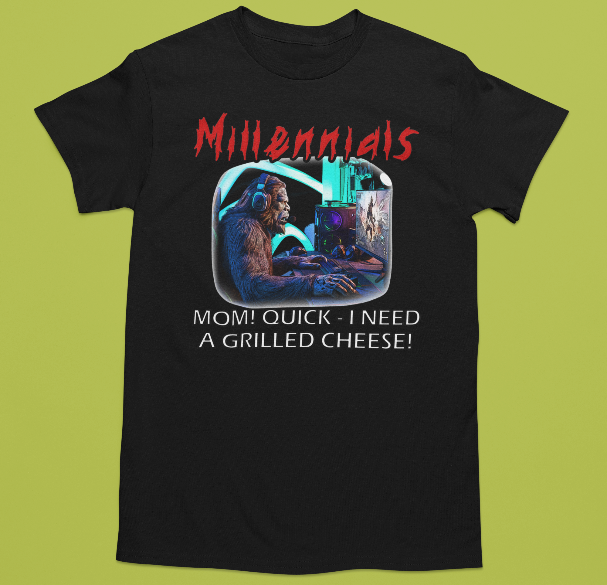 Bigfoot Millennials Generation (Black) - Adult & Kids T-Shirts, Sweatshirts & Hoodies apparel design preview 1