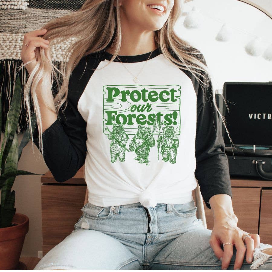 Protect Our Forests Camping Outdoors Raglan - Adult & Kids T-Shirts, Sweatshirts & Hoodies apparel design preview 1