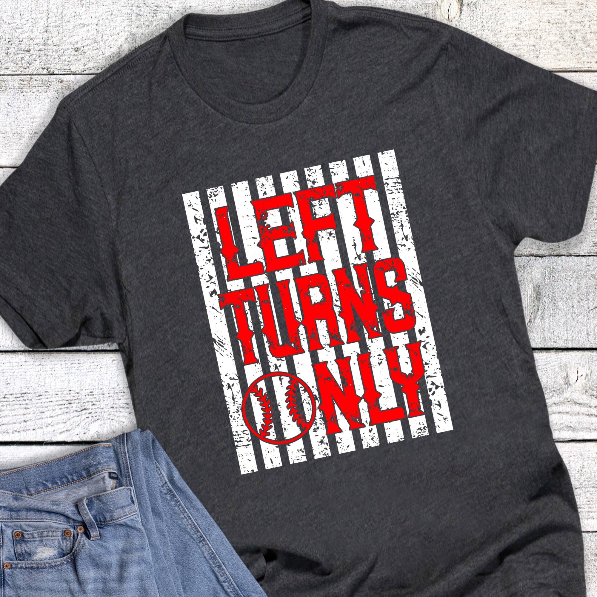 Baseball Left Turns Only Graphic - Adult & Kids T-Shirts, Sweatshirts & Hoodies apparel design preview 1