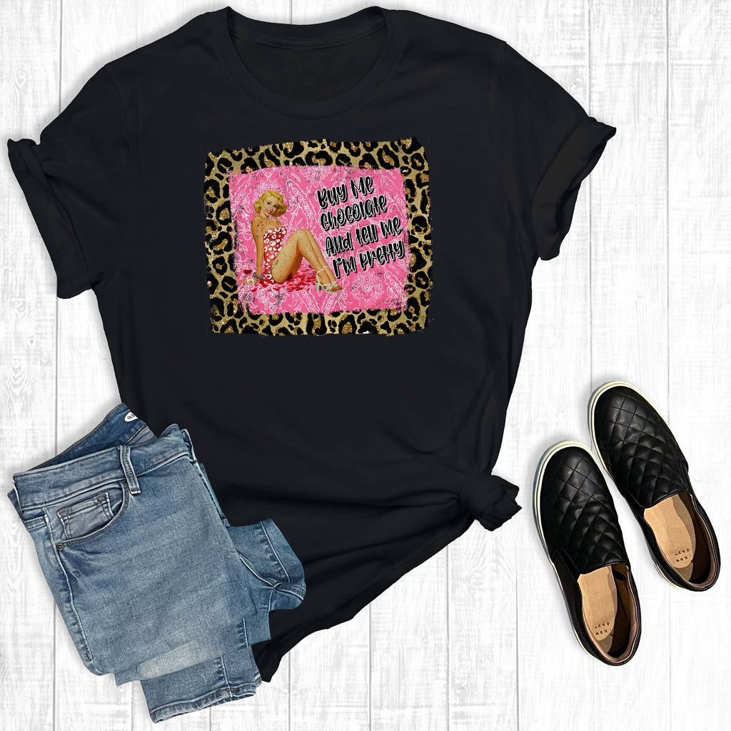 Buy Me Chocolate and Tell I'm Pretty Pinup Girl - Adult & Kids T-Shirts, Sweatshirts & Hoodies apparel design preview 1
