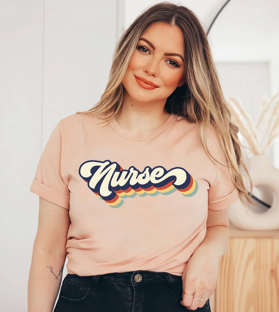 Nurse Multi Color Retro - Adult & Kids T-Shirts, Sweatshirts & Hoodies apparel design preview 1