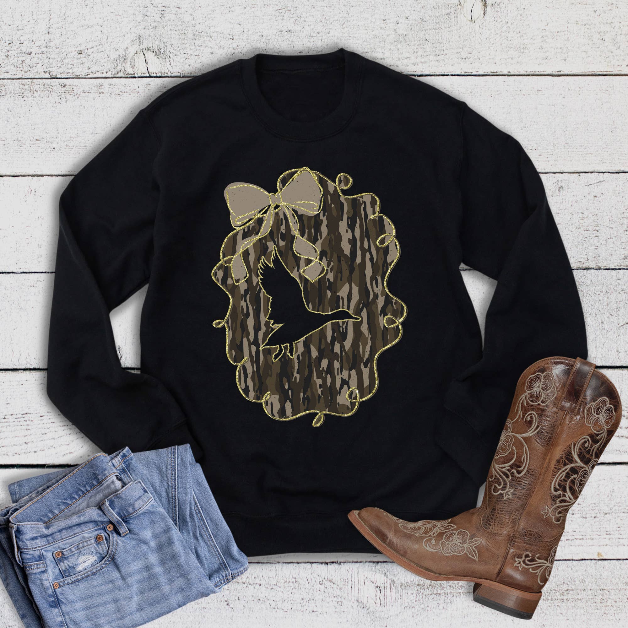 Hunting Duck Camo Frame - Adult & Kids T-Shirts, Sweatshirts & Hoodies apparel design preview 1