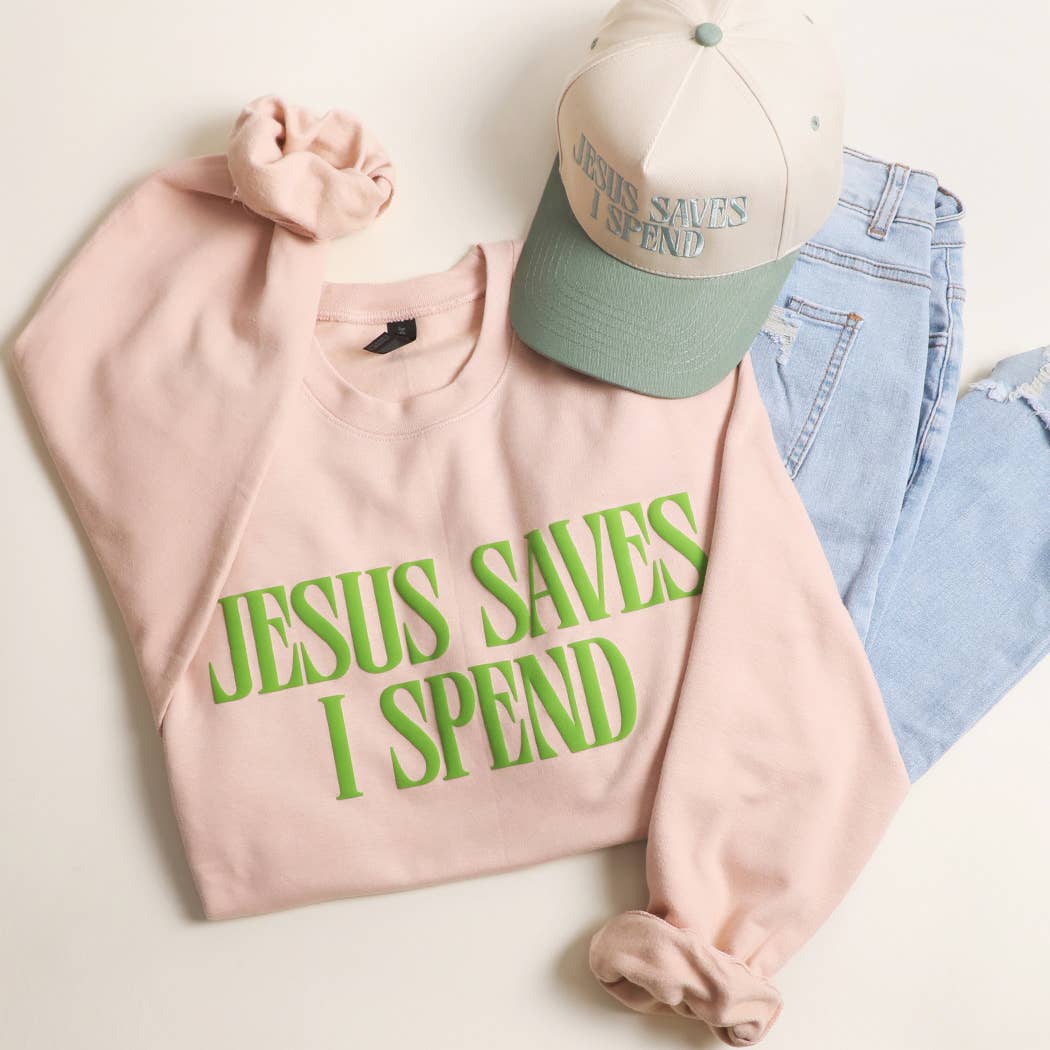 Jesus Saves I Spend Puff Midweight - Adult & Kids T-Shirts, Sweatshirts & Hoodies apparel design preview 1