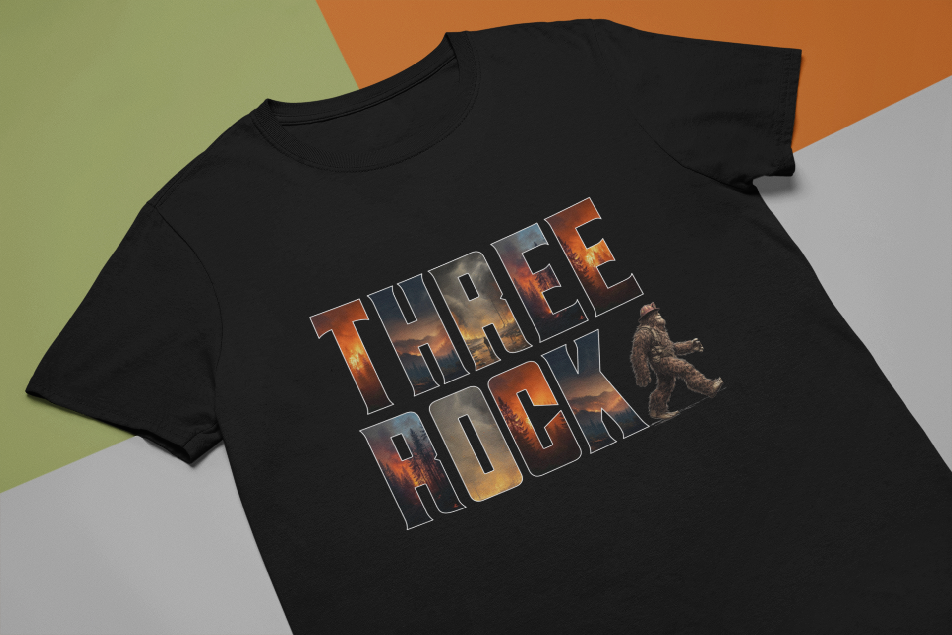 Three Rock Bigfoot Fire Fighter - Adult & Kids T-Shirts, Sweatshirts & Hoodies apparel design preview 1