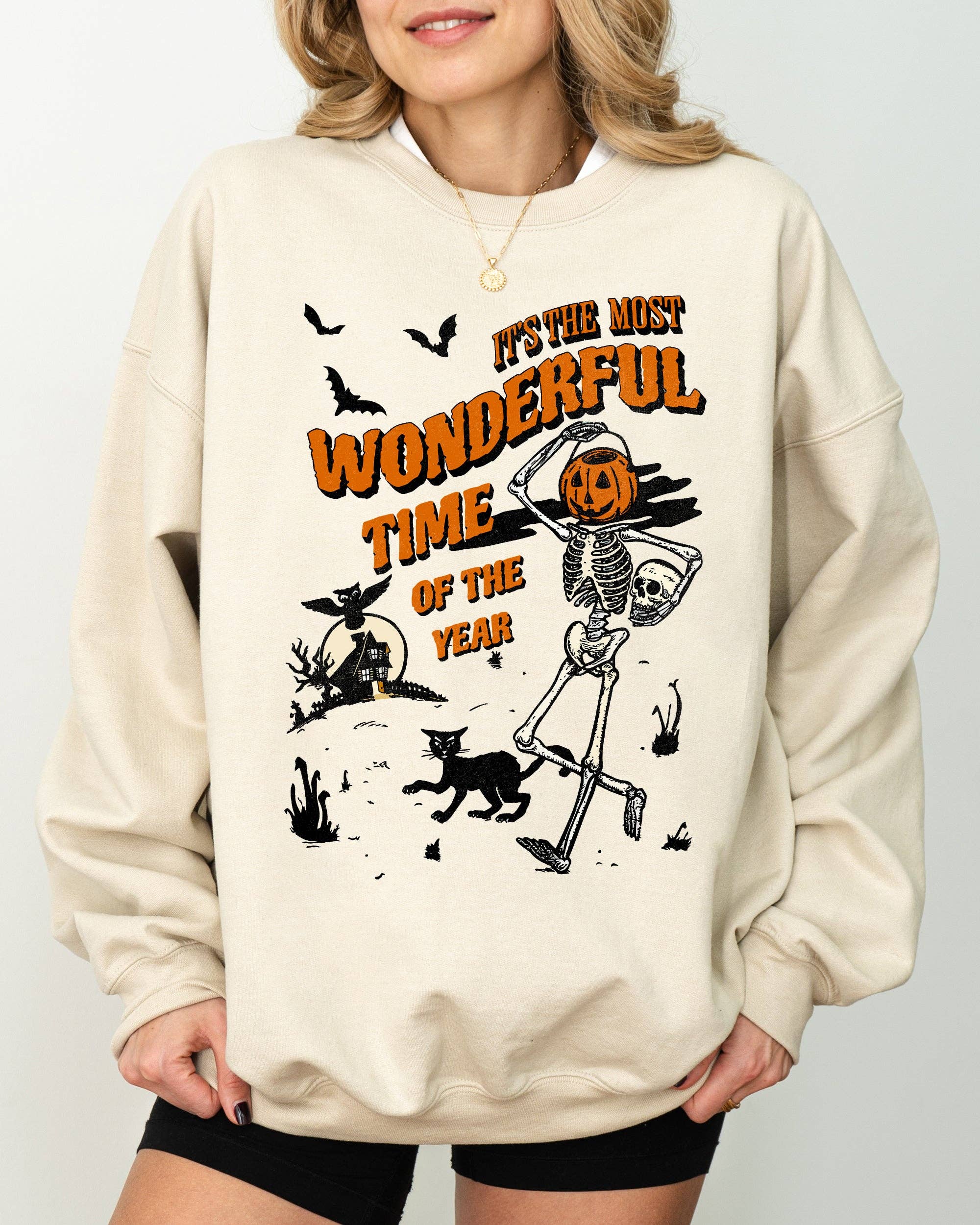 It's the Most Wonderful Time Skeleton Halloween, - Adult & Kids T-Shirts, Sweatshirts & Hoodies apparel design preview 1