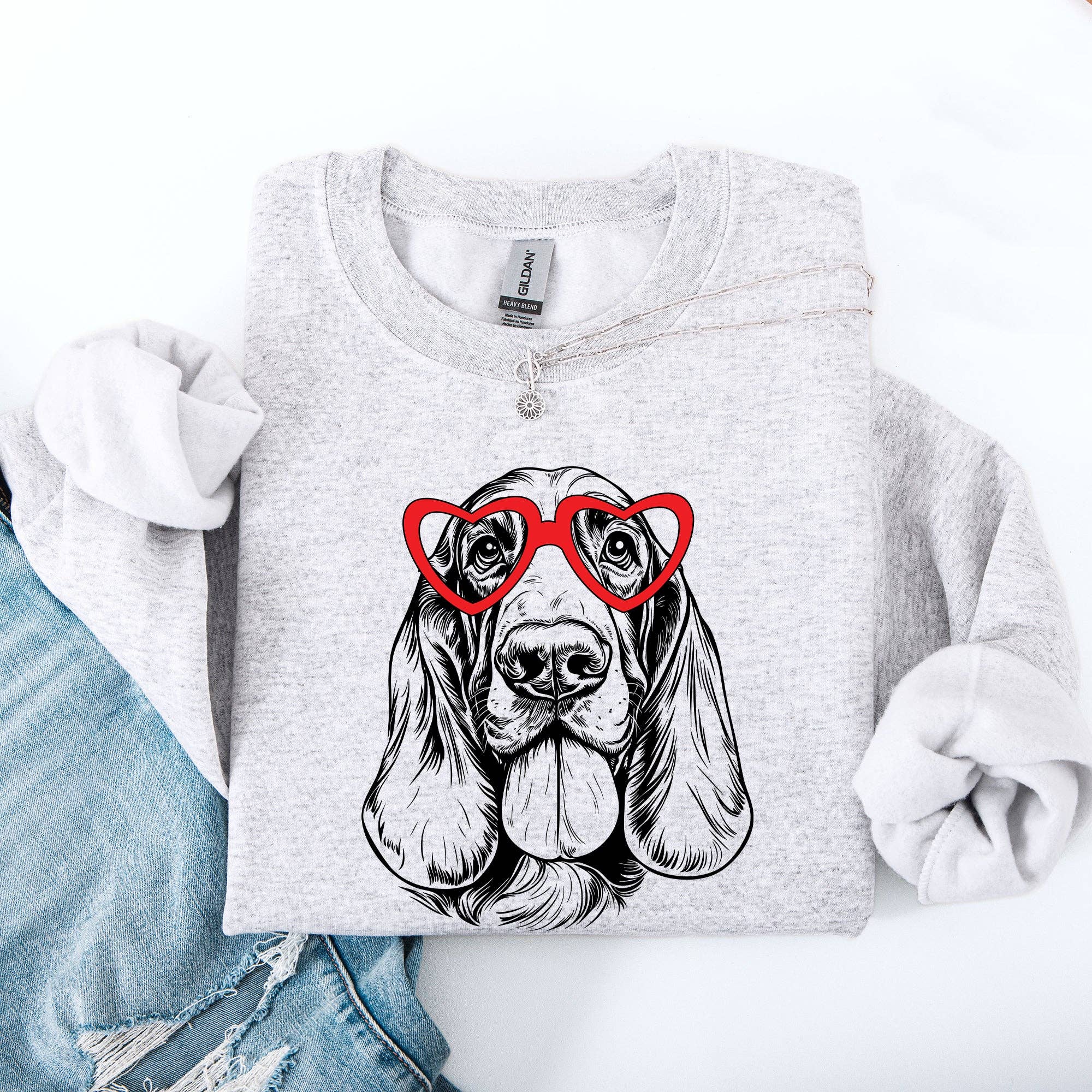 Basset Hound, Pet, Dog Breed, Valentine's - Adult & Kids T-Shirts, Sweatshirts & Hoodies apparel design preview 1
