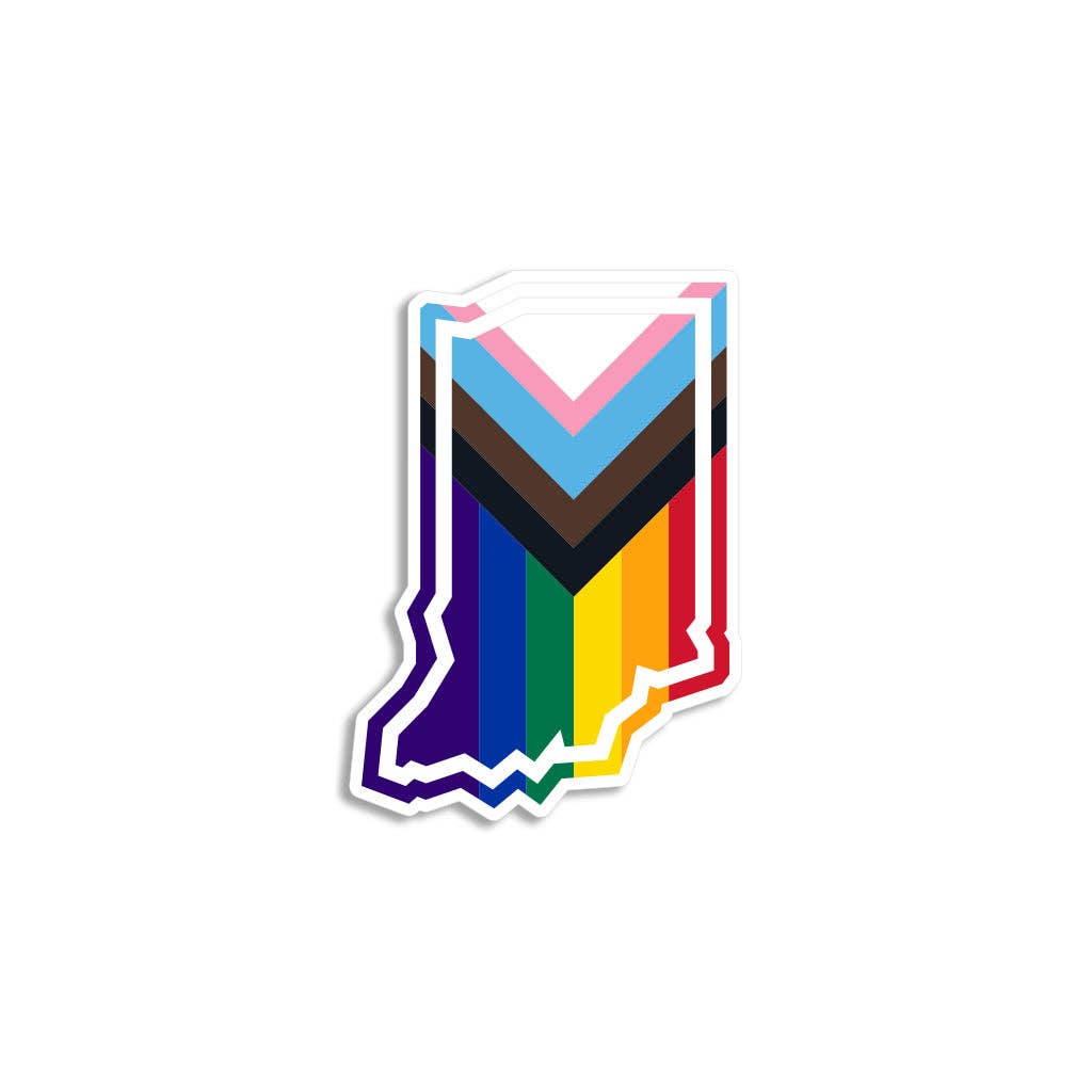 Indiana Outline Progress Pride Flag Die-Cut Sticker - Adult & Kids T-Shirts, Sweatshirts & Hoodies apparel design preview 1