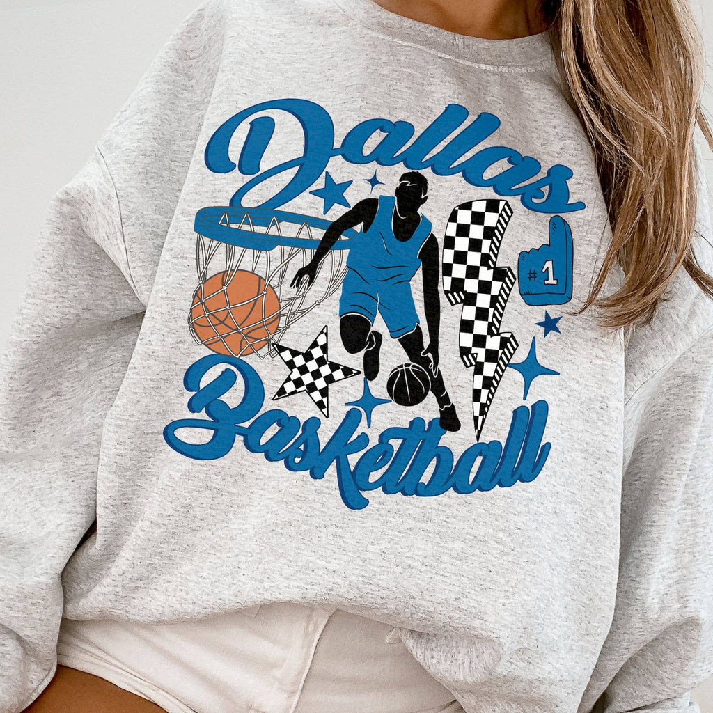 Retro Dallas Mavericks Crewneck Sweat Game Day - Adult & Kids T-Shirts, Sweatshirts & Hoodies apparel design preview 1