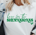 Here For the Shenanigans St. Patty's Day - Adult & Kids T-Shirts, Sweatshirts & Hoodies apparel design preview 1