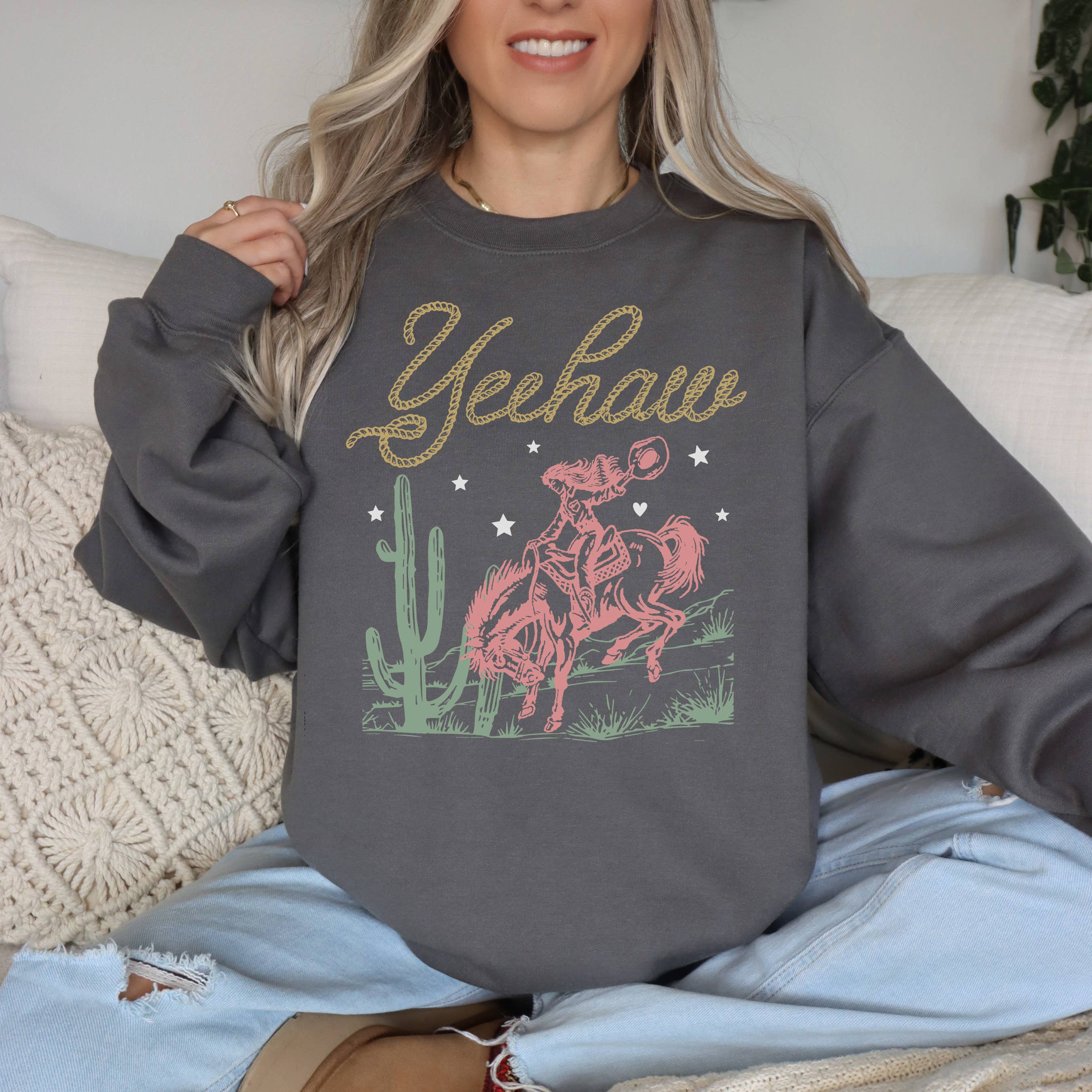 Yeehaw Crewneck Western Sizes S-2XL - Adult & Kids T-Shirts, Sweatshirts & Hoodies apparel design preview 1